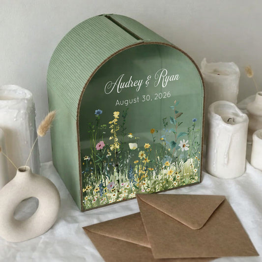 Personalized Wedding Card Box | Rustic Garden