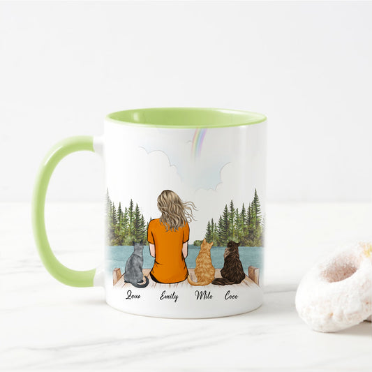 Custom Family Portrait Mug • Personalized Family With Kid And Dog Portrait • Memorial Gift For Loss Of Dog