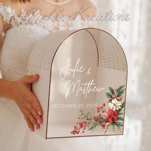 Personalized Wedding Card Box | Christmas Tone
