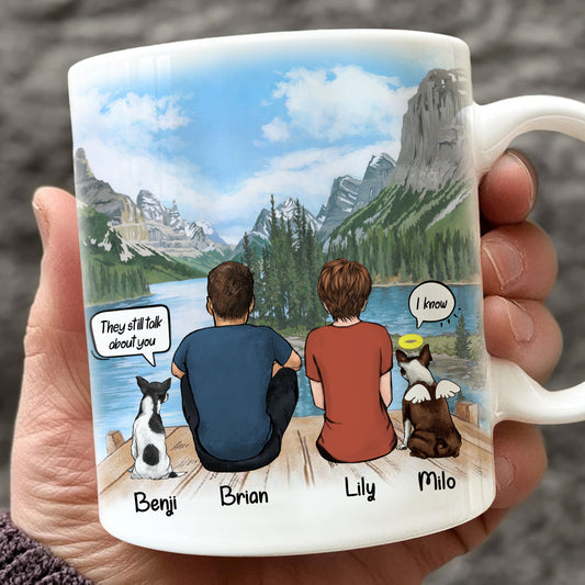 Cat And Dad Custom Mug • Cat Dad Portrait • Personalized Memorial Gift For Loss Of Cat • Man With Cat Portrait