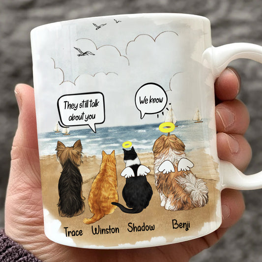 They Still Talk About You • Custom Cat Portrait Mug • Personalized Memorial Gift For Loss Of Cat Lovers • Sympathy Gift