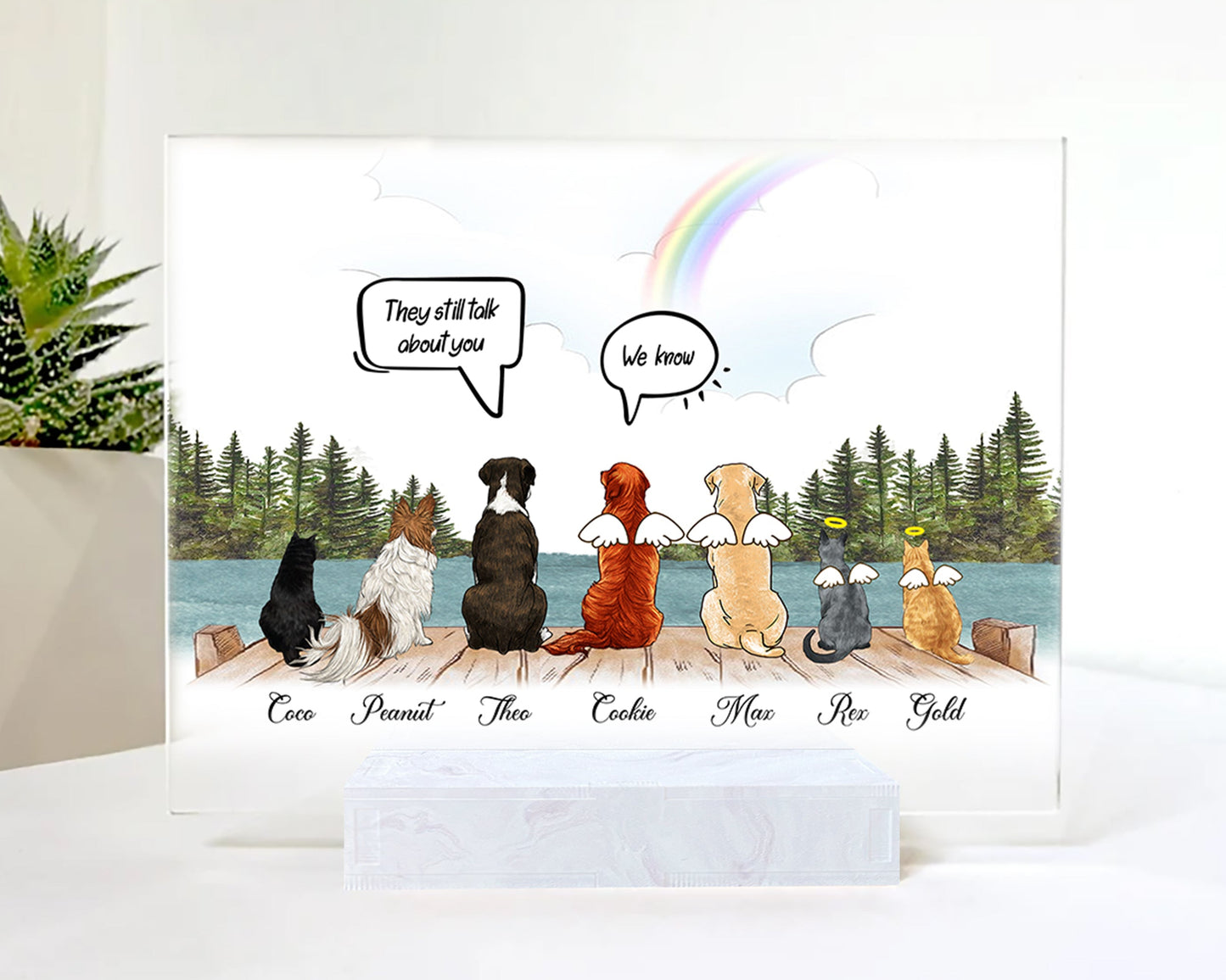 Dog And Mom Custom Framed • Dog Mom Portrait • Personalized Memorial Gift For Loss Of Dog • Girl With Dog Portrait • Acrylic Plaque
