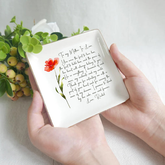 For the Woman Who Raised the Man I Love – Personalized Jewelry Dish for Mother in Law