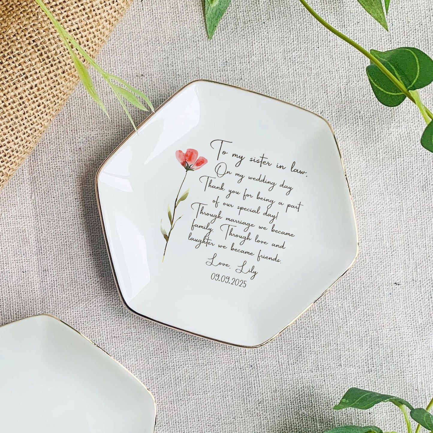 To My Sister in Law, With Love – Personalized Jewelry Dish