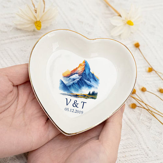 Custom Initials Name And Date – Personalized Trinket Dish For Engaged Couple