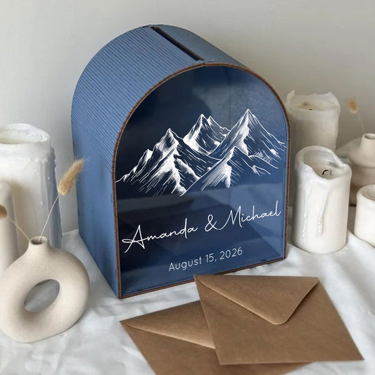 Personalized Mountain Wedding Card Box | Wedding Keepsake Box