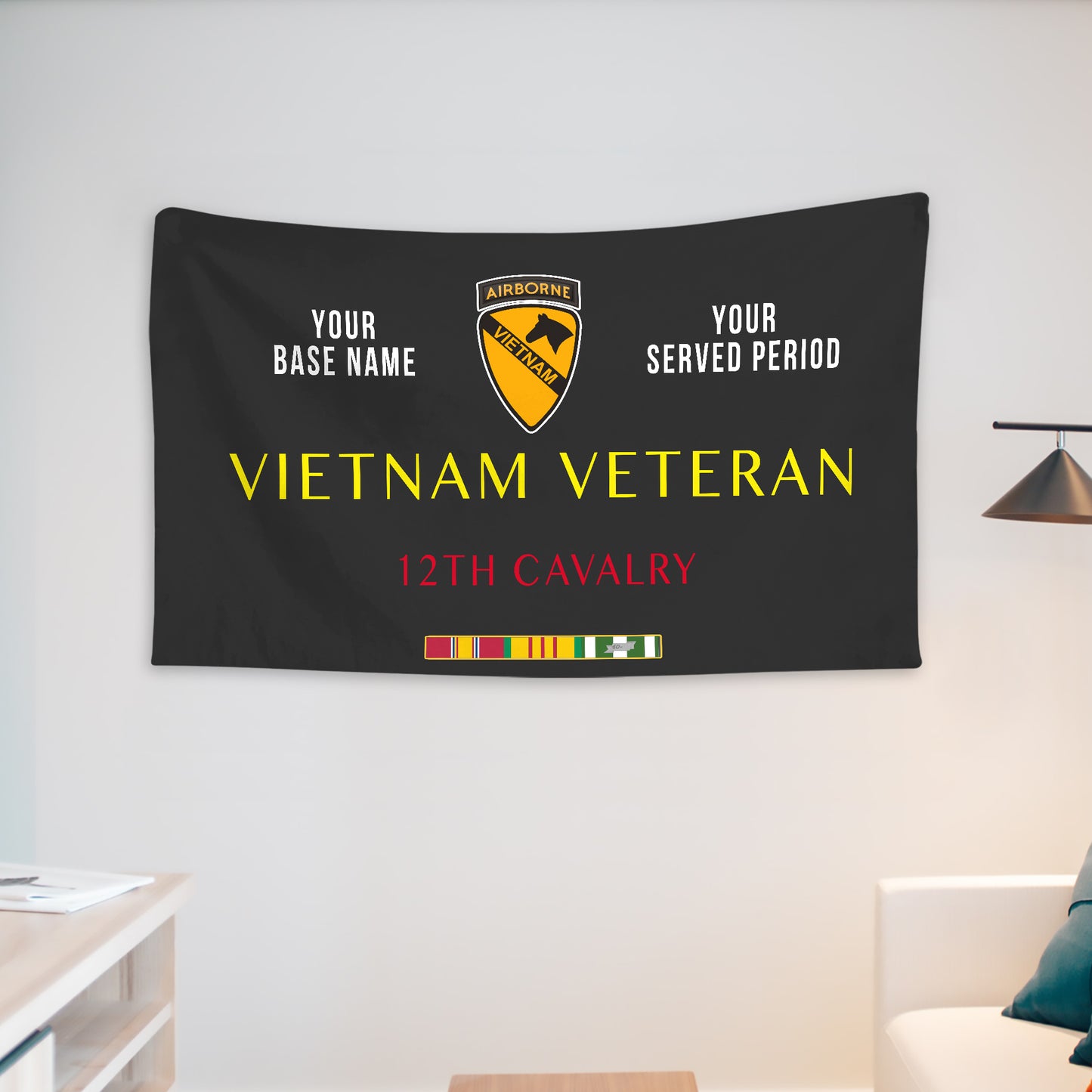 12TH CAVALRY WALL FLAG VERTICAL HORIZONTAL 36 x 60 INCHES WALL FLAG