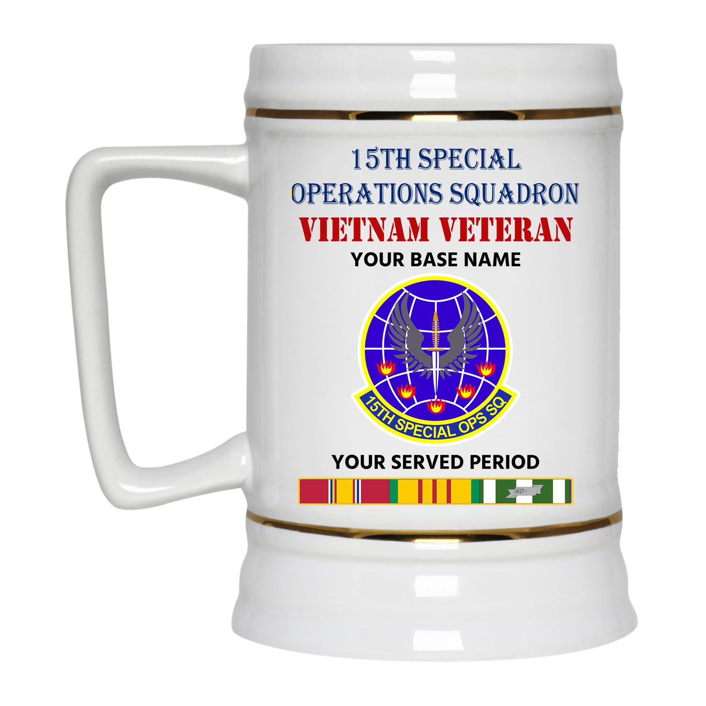 15TH SPECIAL OPERATIONS SQUADRON BEER STEIN 22oz GOLD TRIM BEER STEIN