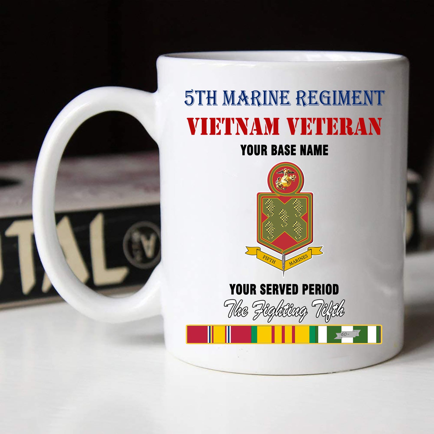 5TH MARINE REGIMENT BLACK WHITE 11oz 15oz COFFEE MUG