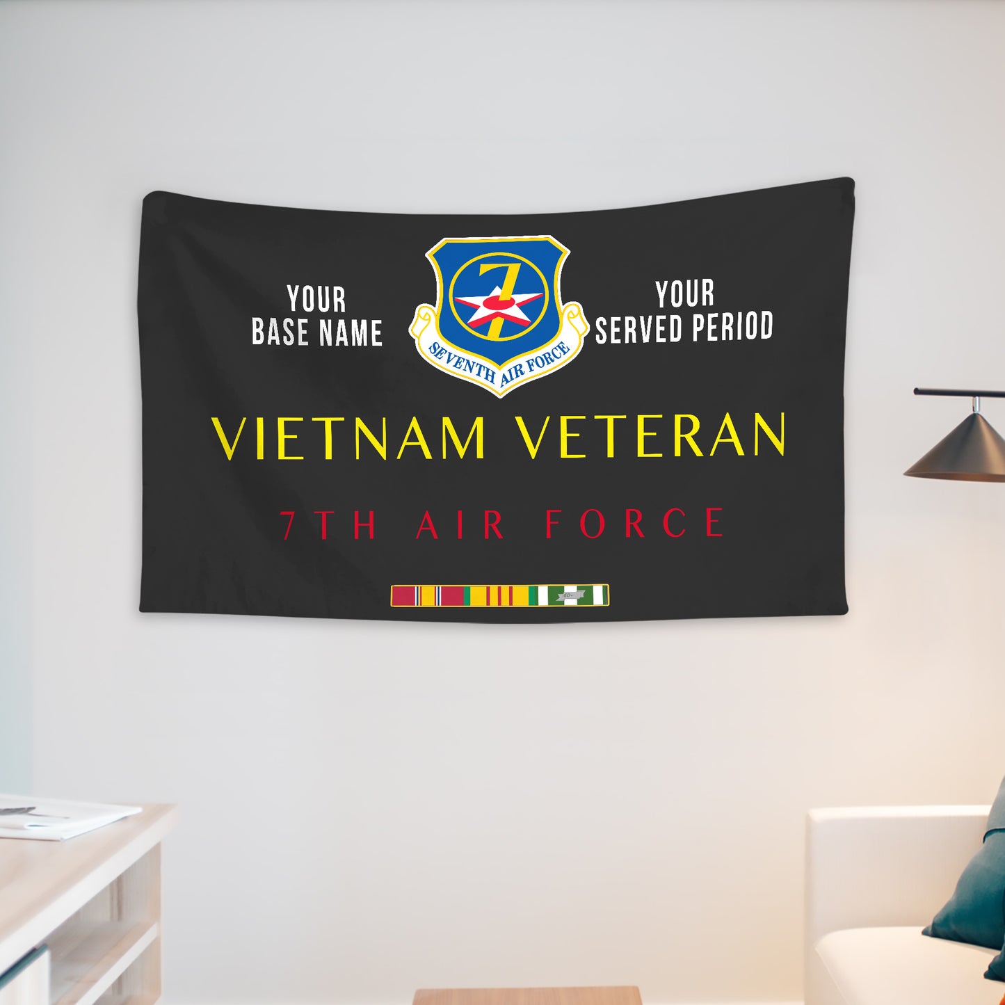 7TH AIR FORCE WALL FLAG VERTICAL HORIZONTAL 36 x 60 INCHES WALL FLAG