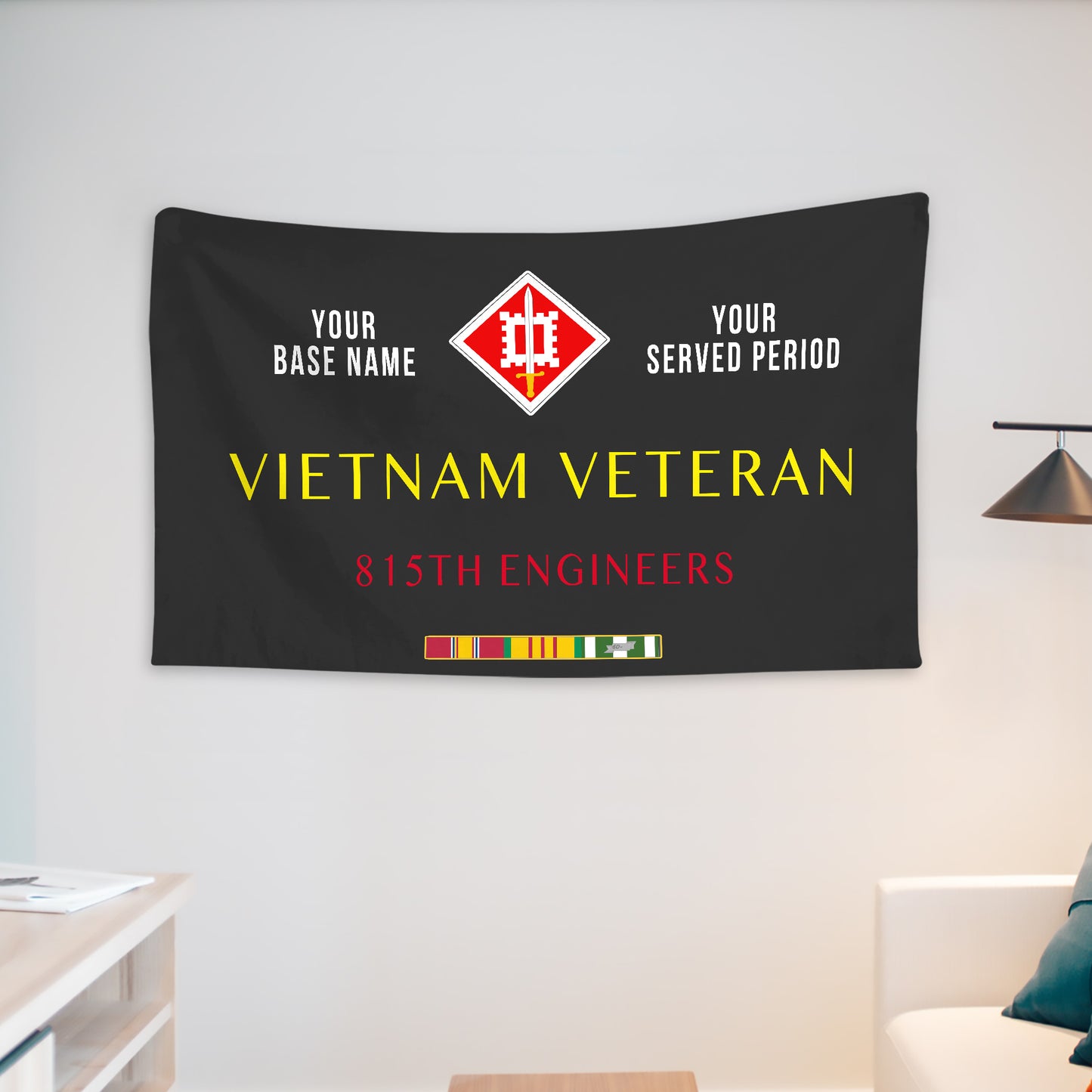 815TH ENGINEERS WALL FLAG VERTICAL HORIZONTAL 36 x 60 INCHES WALL FLAG