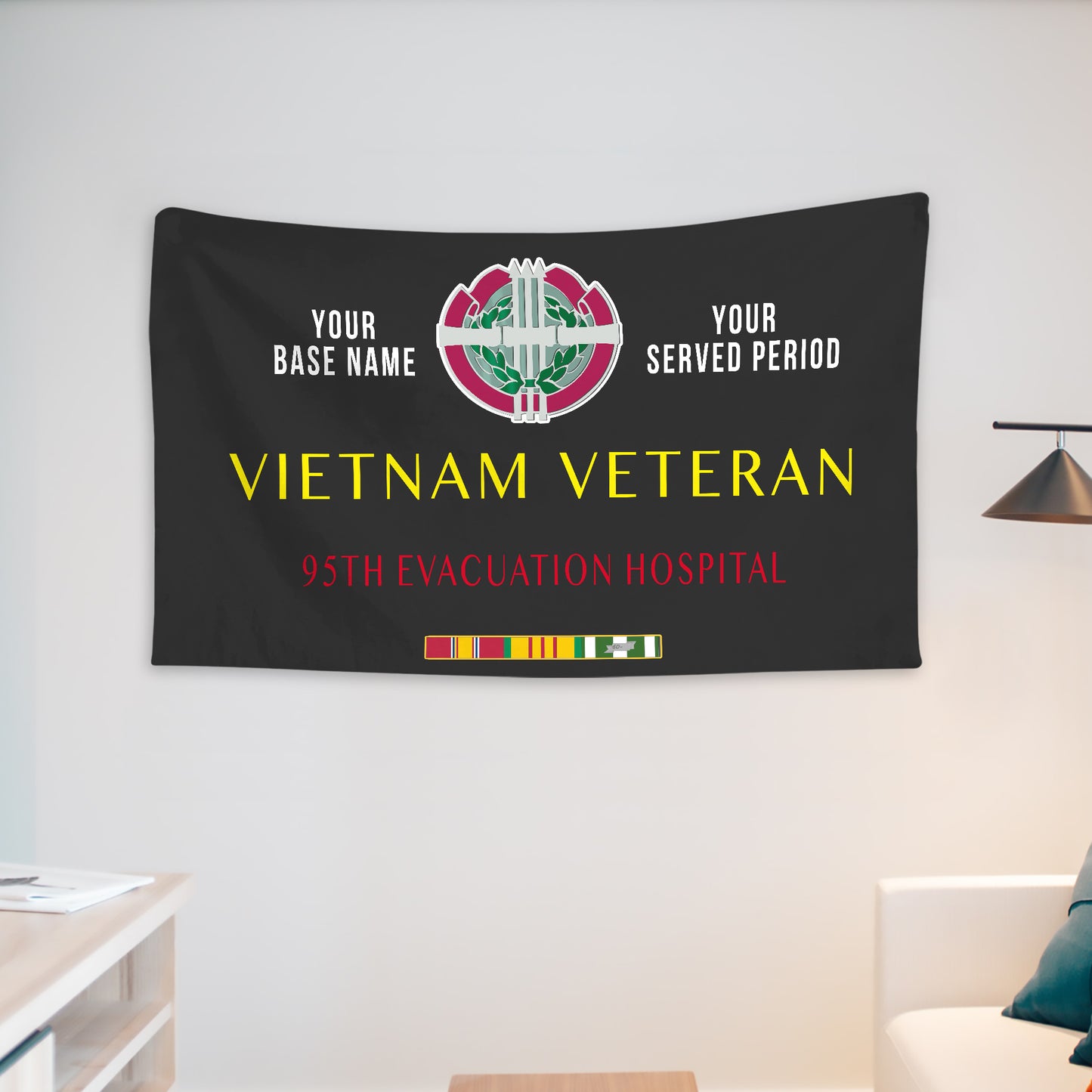 95TH EVACUATION HOSPITAL WALL FLAG VERTICAL HORIZONTAL 36 x 60 INCHES WALL FLAG