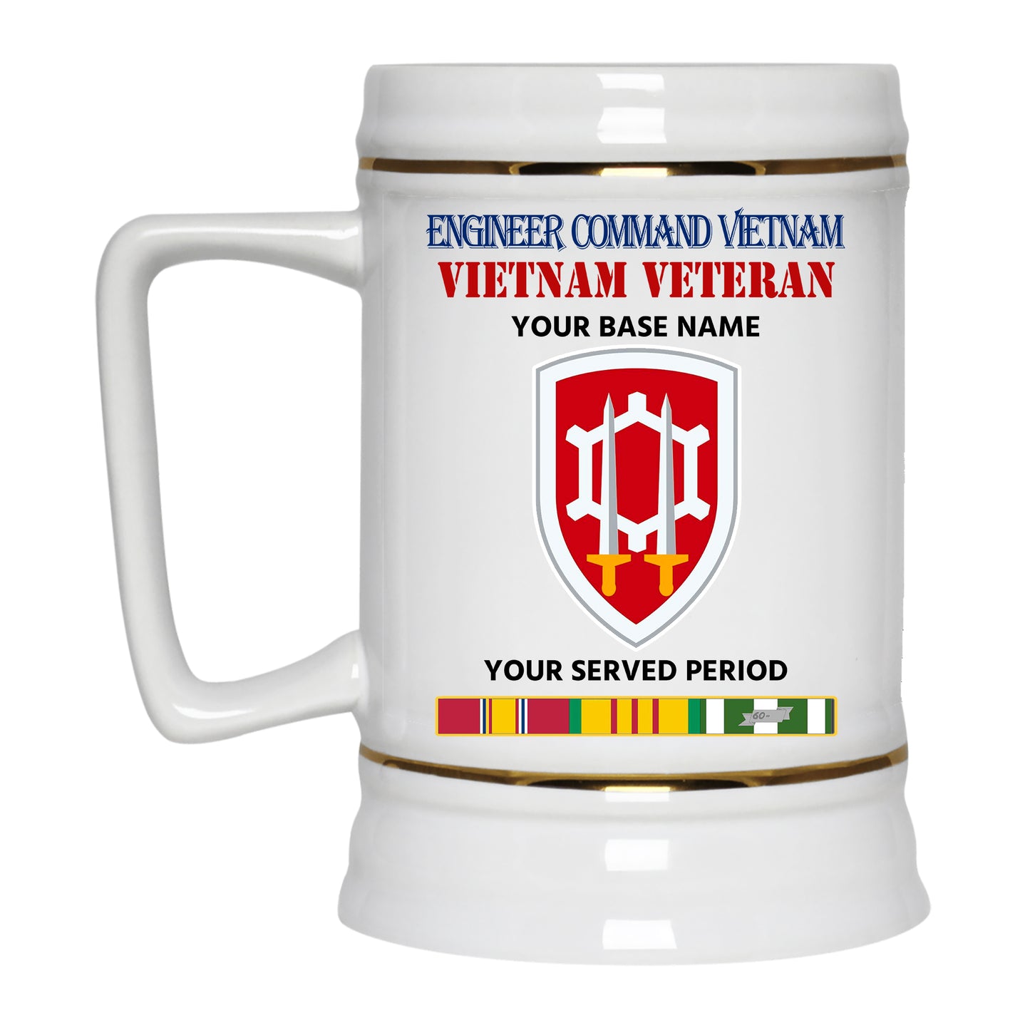 ENGINEER COMMAND VIETNAM BEER STEIN 22oz GOLD TRIM BEER STEIN