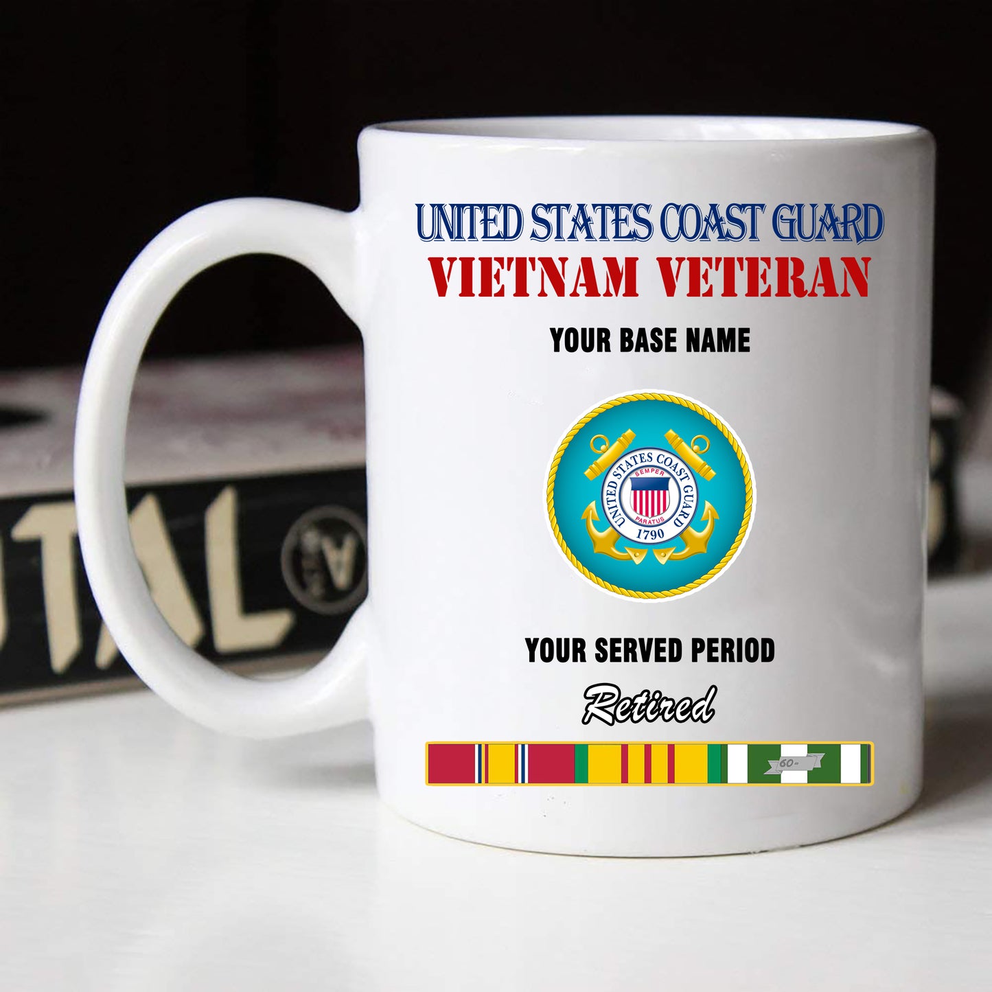 US COAST GUARD RETIRED BLACK WHITE 11oz 15oz COFFEE MUG