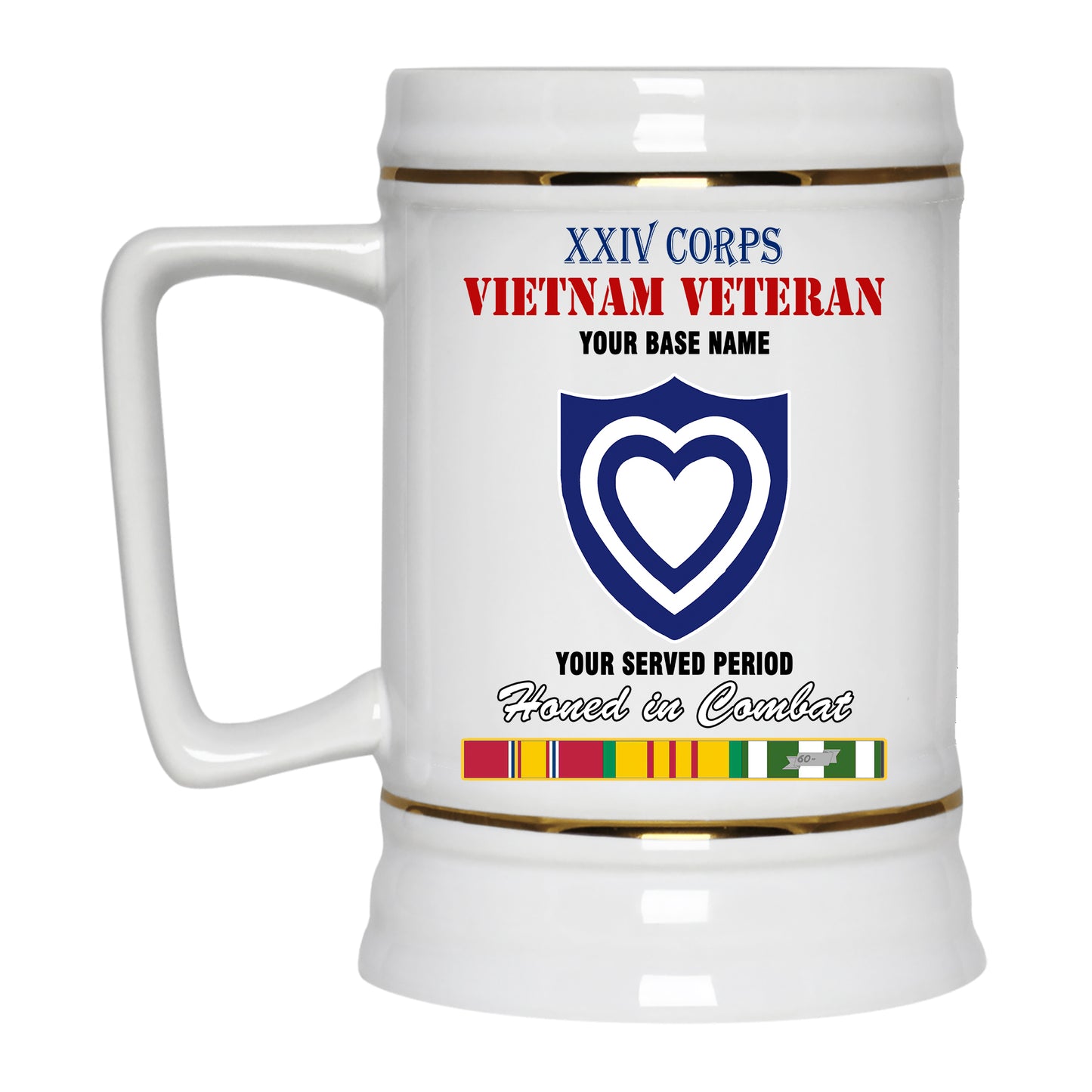 XXIV CORPS BEER STEIN 22oz GOLD TRIM BEER STEIN