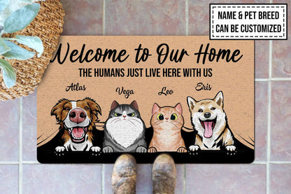 Welcome To Our Home Dog & Cat Funny Doormat • Custom Doormat For Pet Lovers • Personalized Welcome Rug • Front Door Mat • Outdoor Rug