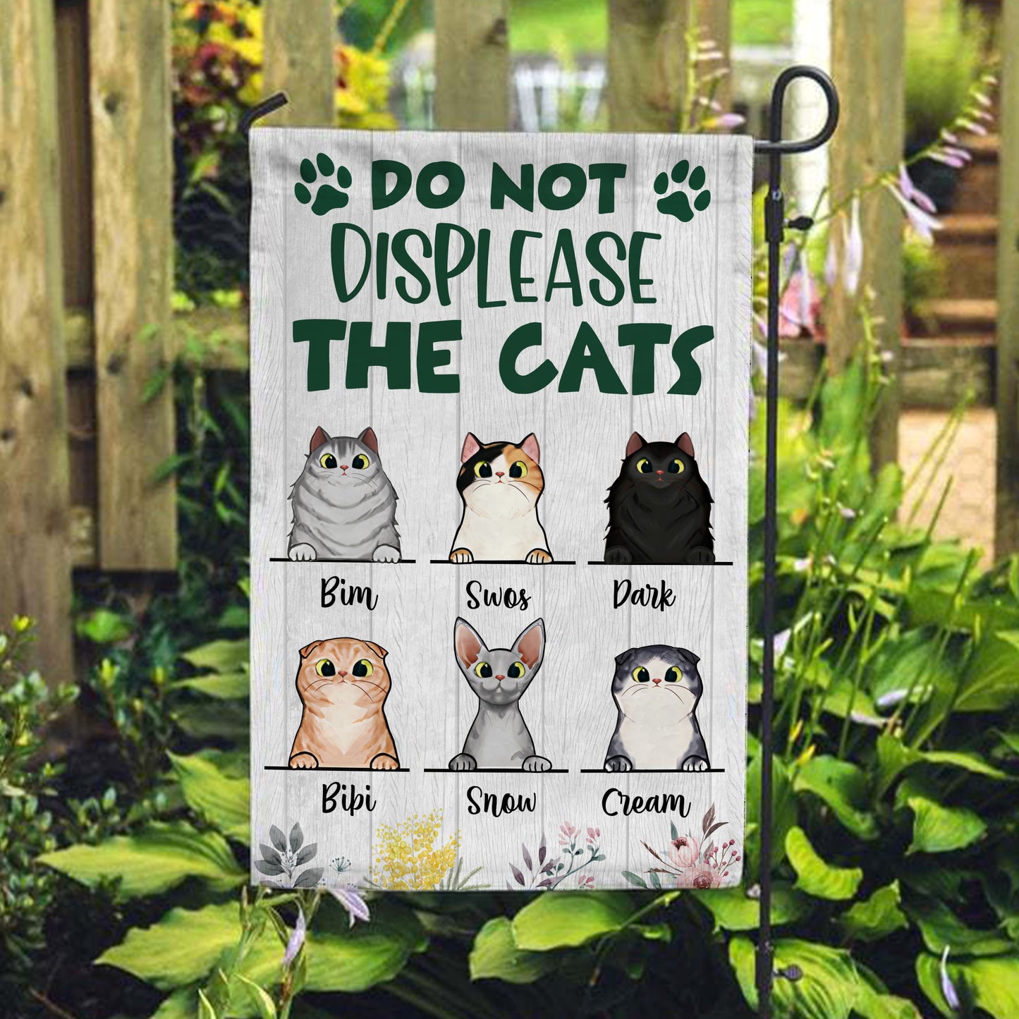 Do Not Displease The Cats Flag • Personalized Dog & Cat Garden Flag • Custom Welcome Flag • For Pet Lovers