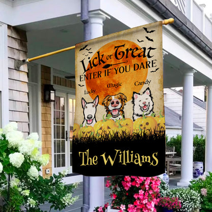 Lick Or Treat • Funny Halloween Decoration Flag • Personalized Dog & Cat Garden Flag • Custom Welcome Flag