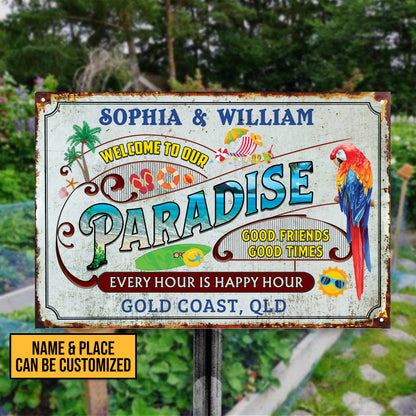 Welcome To The Beach • Custom Metal Sign • Personalized Beach Welcome Sign • Outdoor Sign • Vintage Beach Metal Sign