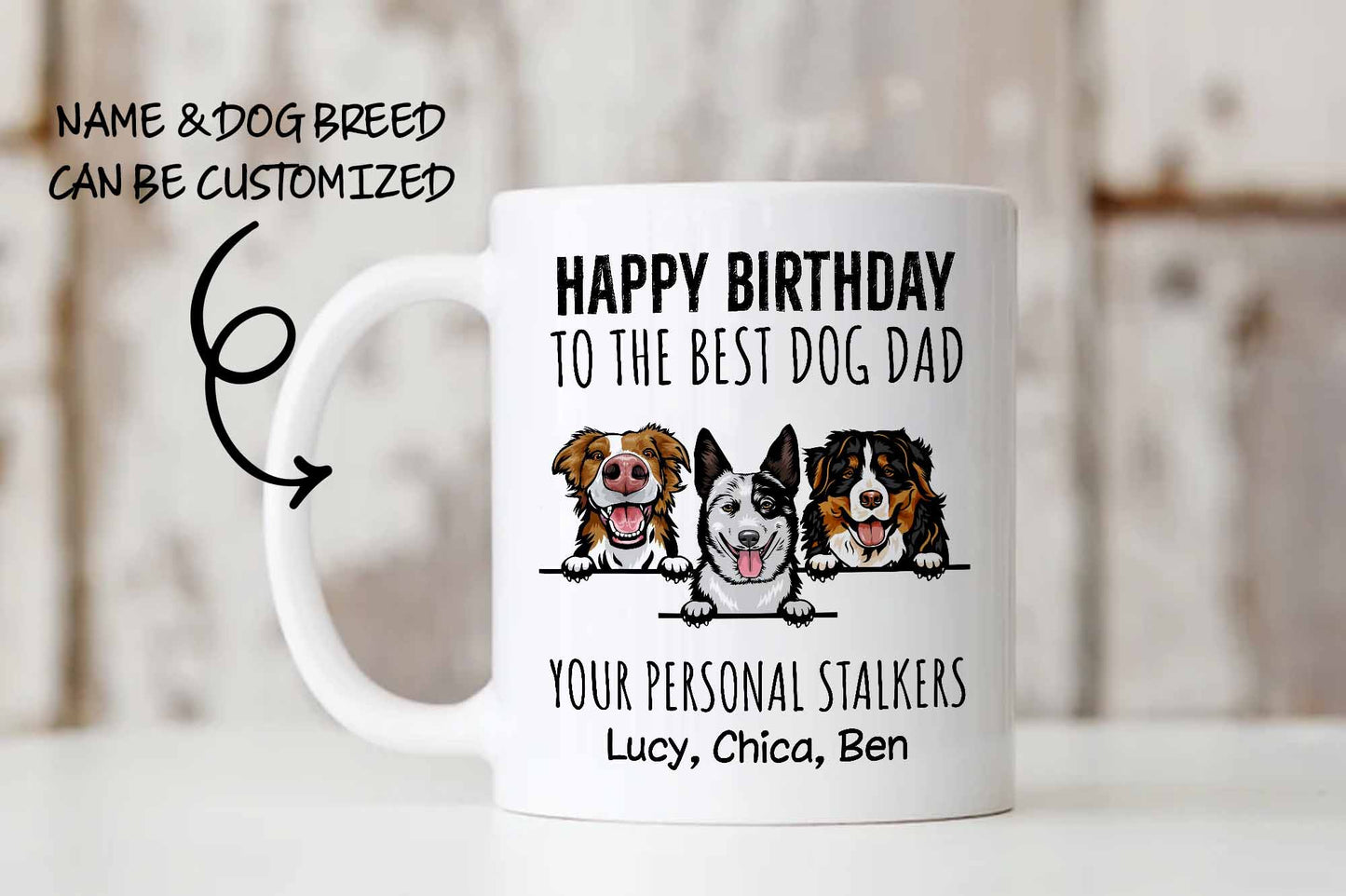 Happy Birthday To The Best Cat Dad • Custom Mug For Cat Lovers • Personalized Funny Gift For Cat Dad And Cat Mom