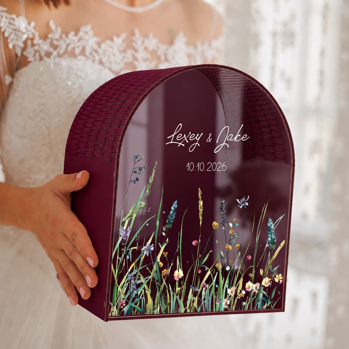 Personalized Wedding Card Box | Modern Minimalist Decor | Wildflower Card Box