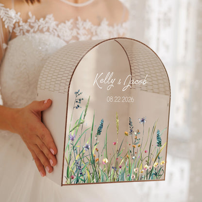 Personalized Wedding Card Box | Modern Minimalist Decor | Wildflower Card Box