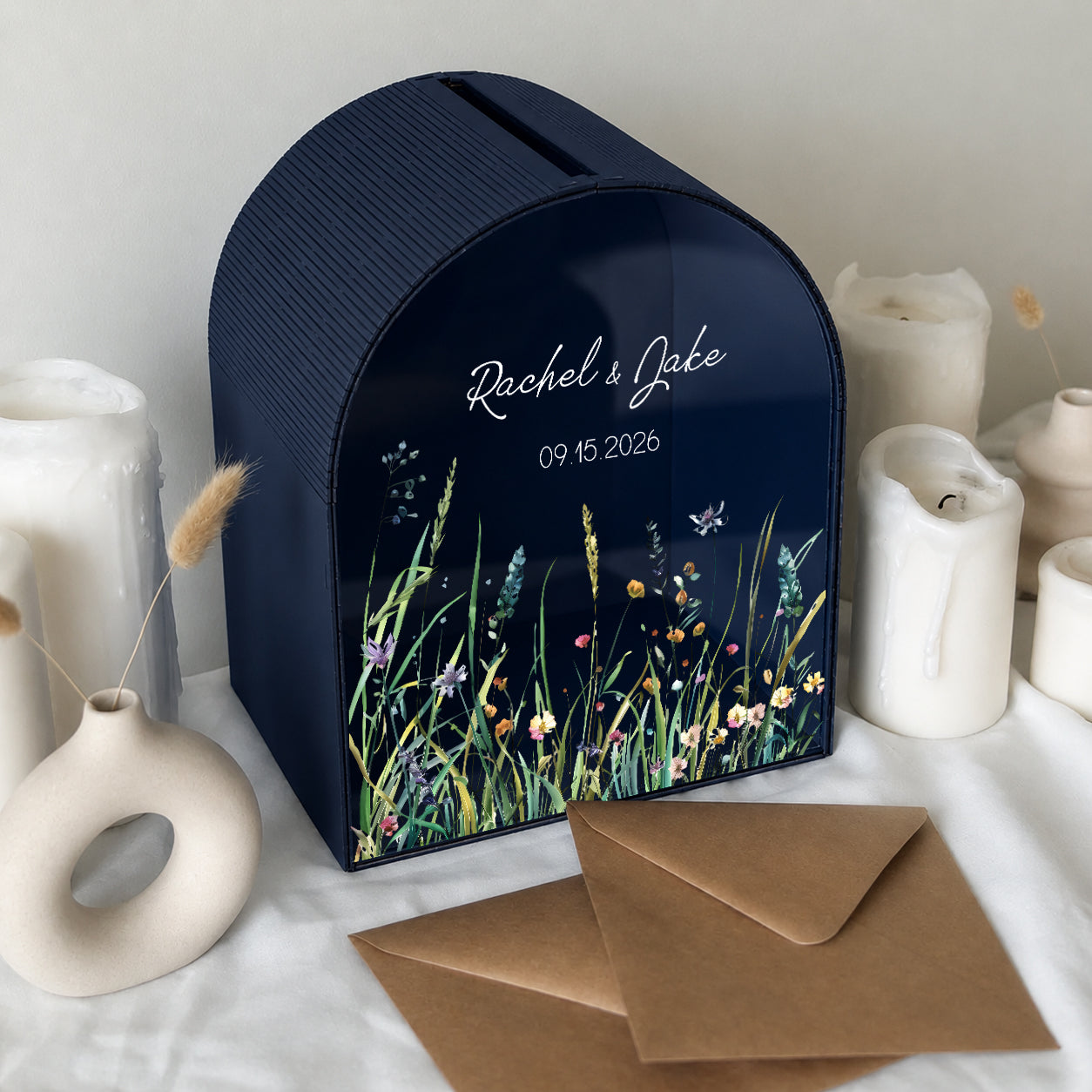 Personalized Wedding Card Box | Modern Minimalist Decor | Wildflower Card Box