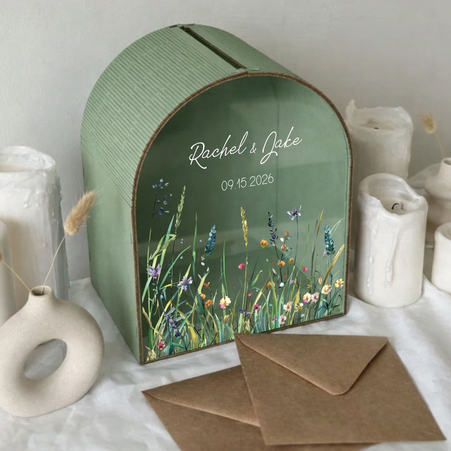 Personalized Wedding Card Box | Modern Minimalist Decor | Wildflower Card Box