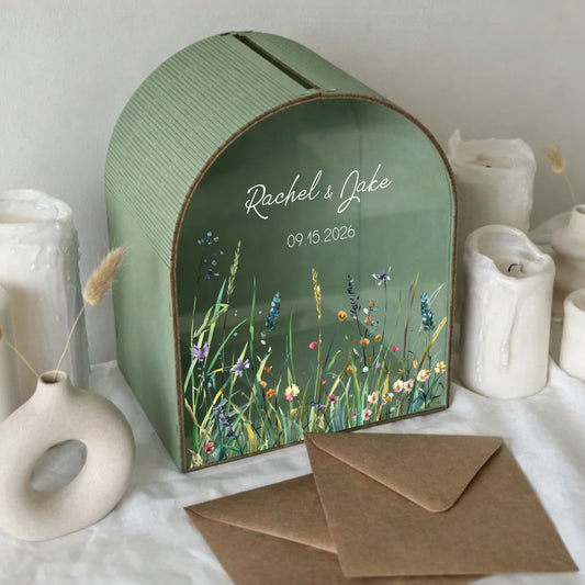Personalized Wedding Card Box | Modern Minimalist Decor | Wildflower Card Box