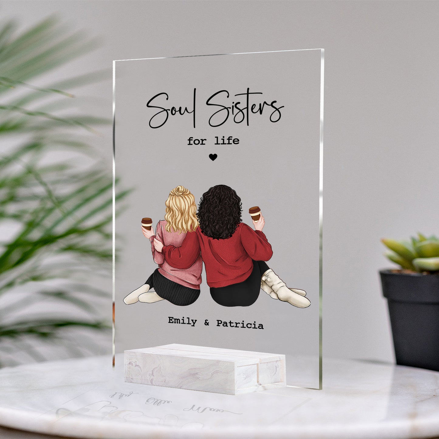 Personalized Birthday Gift For Best Friends • Custom Best Friends Gift • For Besties • For Soul Sisters • Friendship Portrait Framed