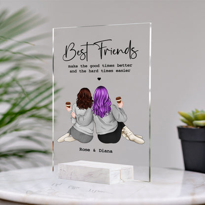 Personalized Birthday Gift For Best Friends • Custom Best Friends Gift • For Besties • For Soul Sisters • Friendship Portrait Acrylic Plaque