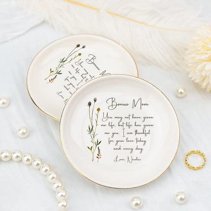 Not by Blood, But by Heart – Personalized Jewelry Dish for Bonus Mom
