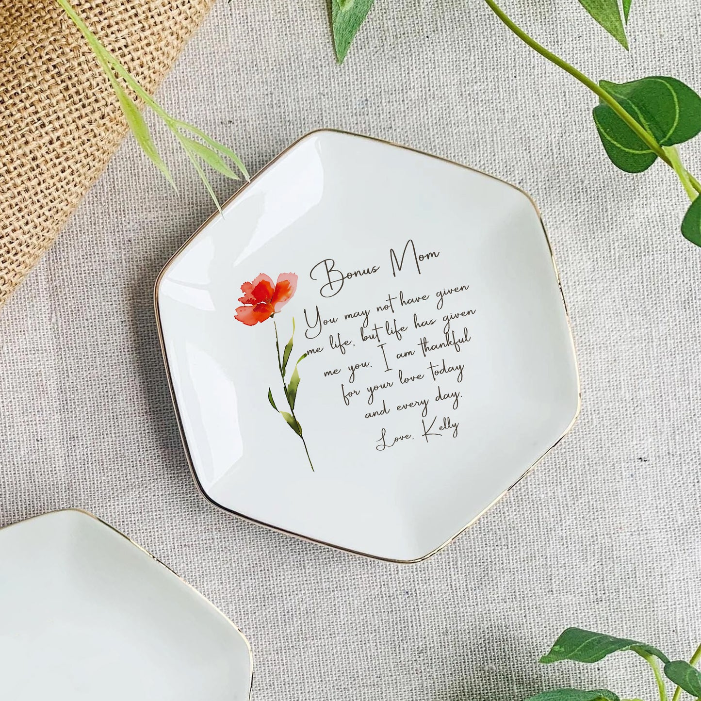 Not by Blood, But by Heart – Personalized Jewelry Dish for Bonus Mom