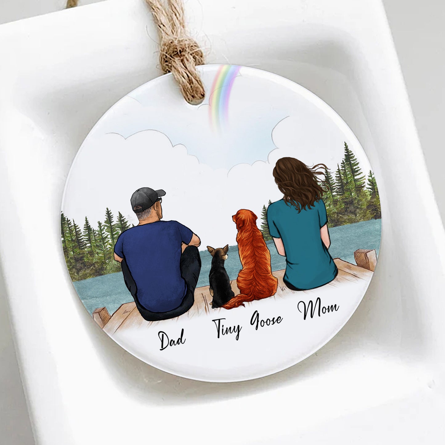 Dog And Mom Christmas Ornament • Dog Mom Portrait Custom Memorial Gift • Personalized Christmas Gift For Loss Of Dog • Girl With Dog Portrait Ornament • Keepsake Gift