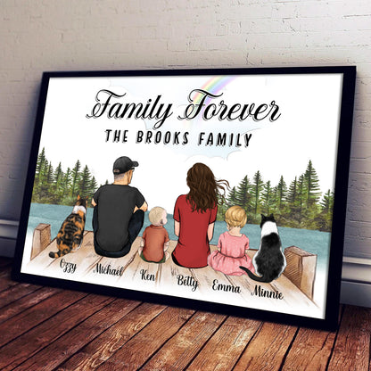 Custom Family Portrait Framed • Family With Kid And Dog • Father's Day Gift 2025