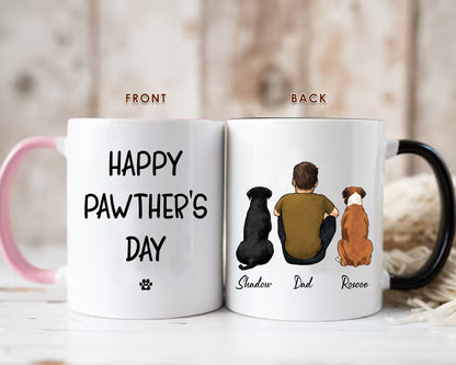 Happy Pawther's Day Mug For Cat Dad • Custom Mug • Personalized Father's Day Gift For Dad • Man With Cat Portrait Mug