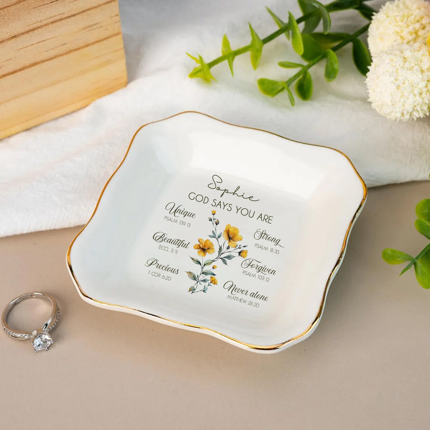 God Says You Are Bible Verse – Personalized Jewelry Dish