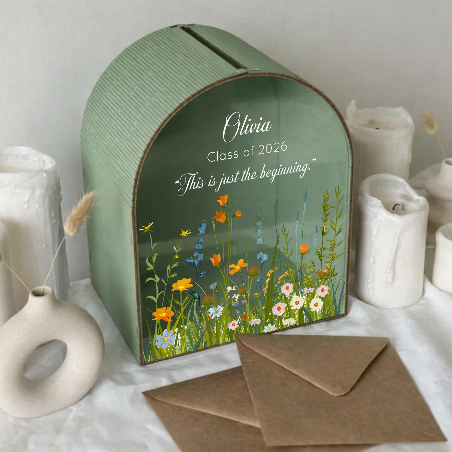 Graduation Card Box | Class of 2026 | Personalized Wildflower Keepsake Box | Custom Graduation Party Decor