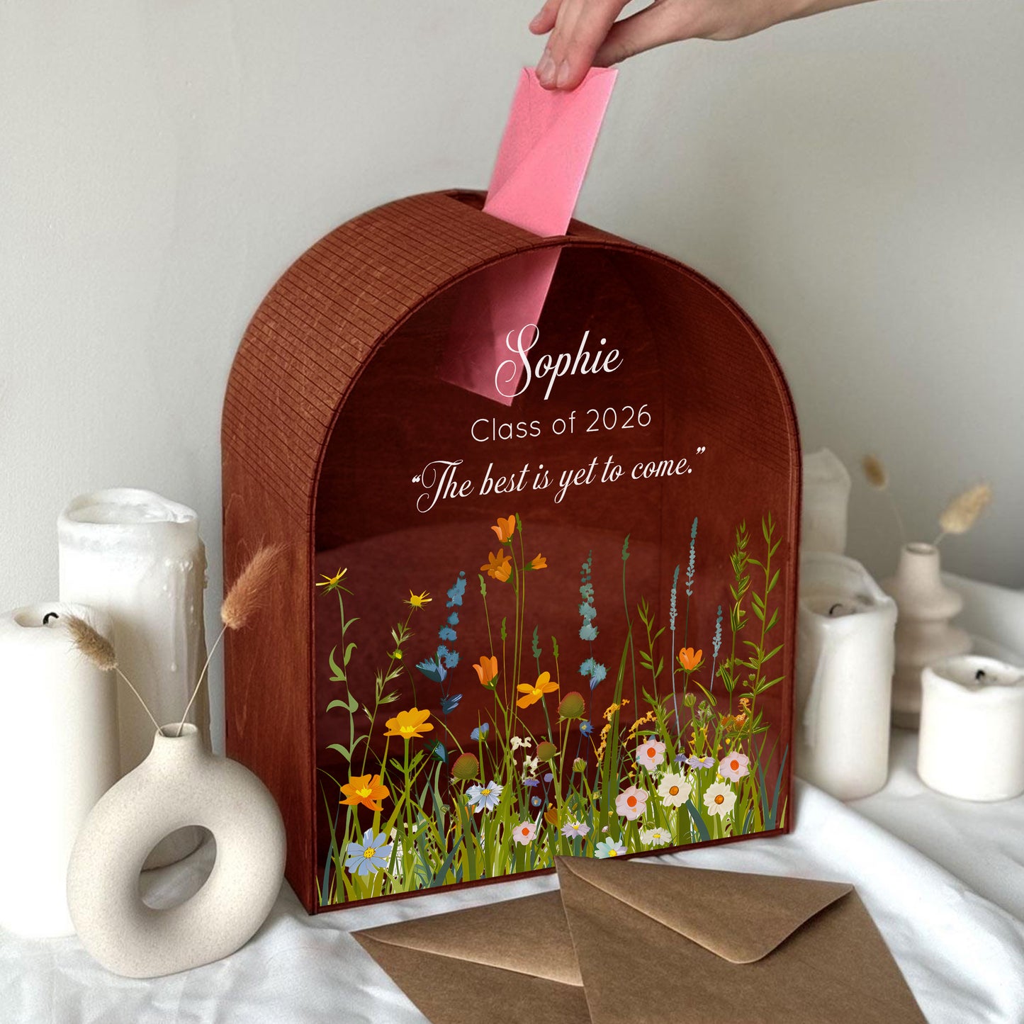 Graduation Card Box | Class of 2026 | Personalized Wildflower Keepsake Box | Custom Graduation Party Decor