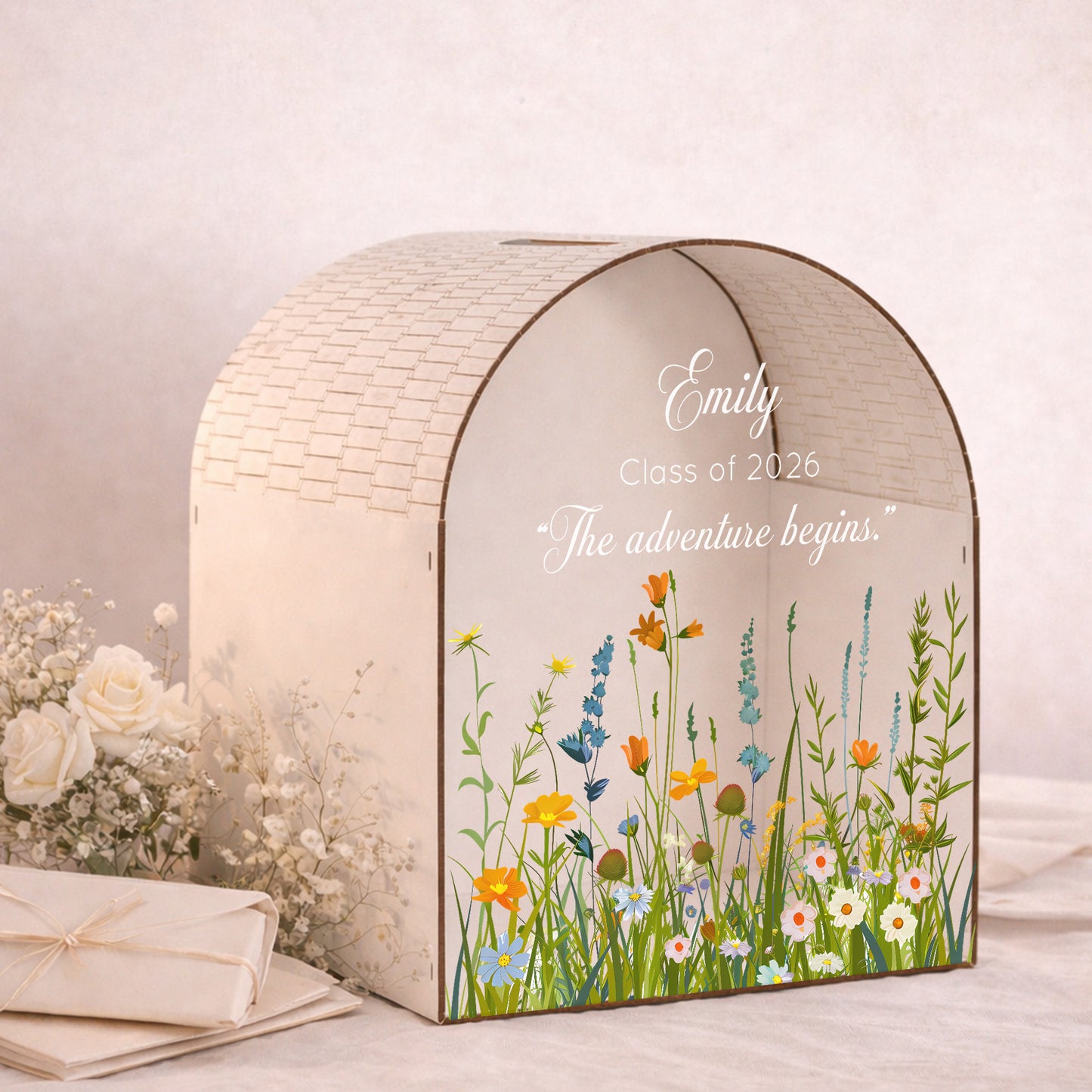 Graduation Card Box | Class of 2026 | Personalized Wildflower Keepsake Box | Custom Graduation Party Decor