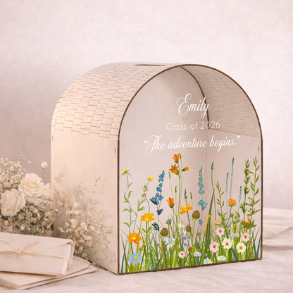 Graduation Card Box | Class of 2026 | Personalized Wildflower Keepsake Box | Custom Graduation Party Decor