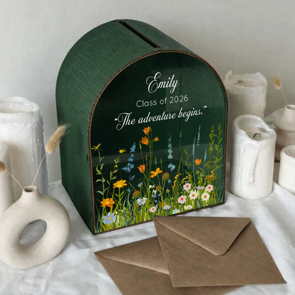 Graduation Card Box | Class of 2026 | Personalized Wildflower Keepsake Box | Custom Graduation Party Decor