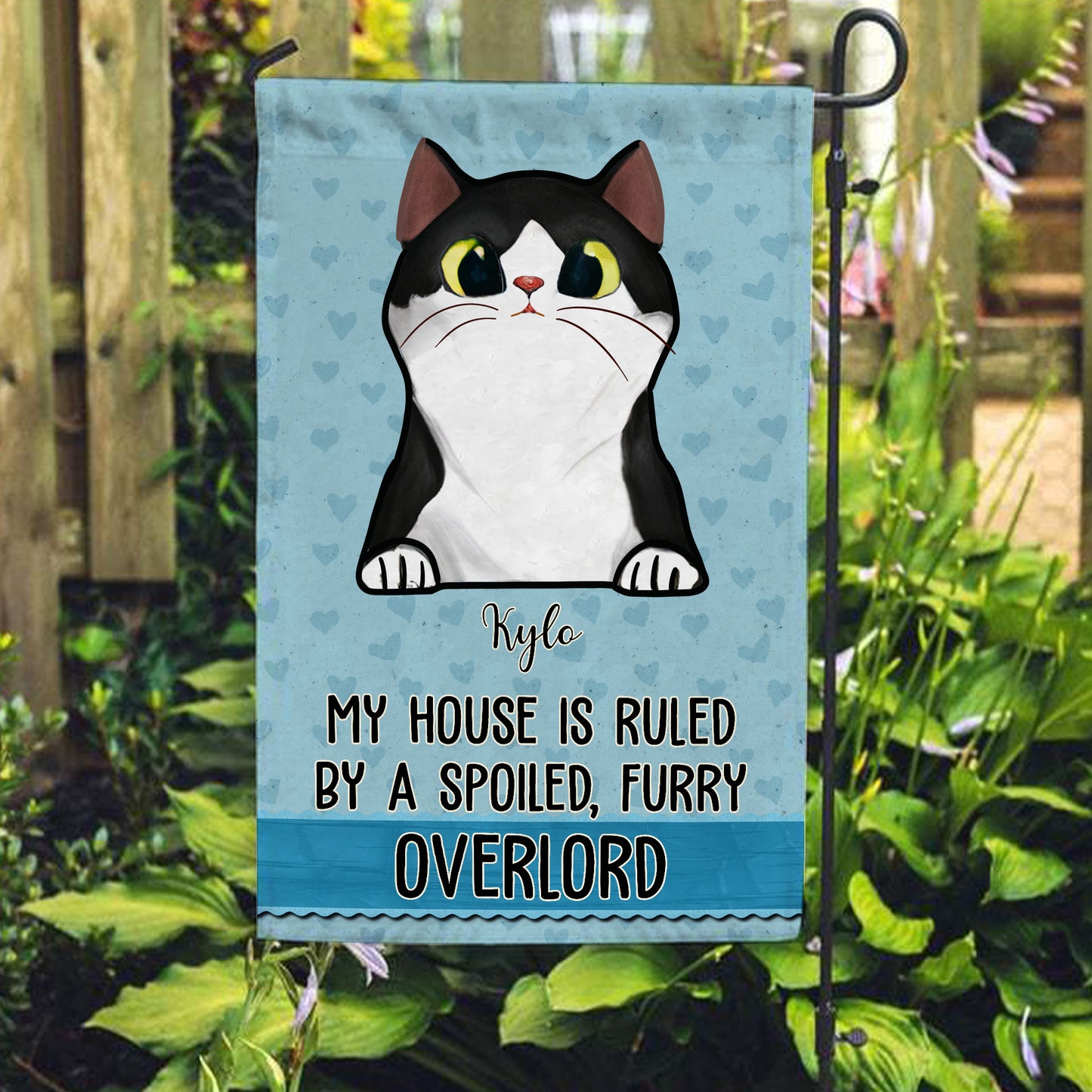 My House Is Ruled By A Spoiled Furry Overlord Flag • Personalized Dog & Cat Garden Flag • Custom Welcome Flag • For Pet Lovers