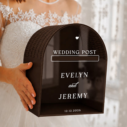 Wedding Post Box | Ivory Arched Mailbox Card Box | Personalized Names & Date