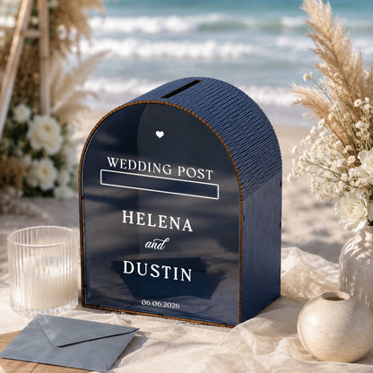 Wedding Post Box | Ivory Arched Mailbox Card Box | Personalized Names & Date