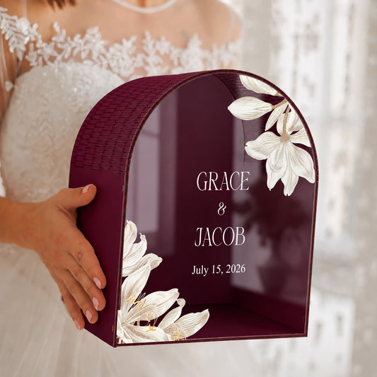 Personalized Wedding Mailbox | Elegant Floral Arched Card Box