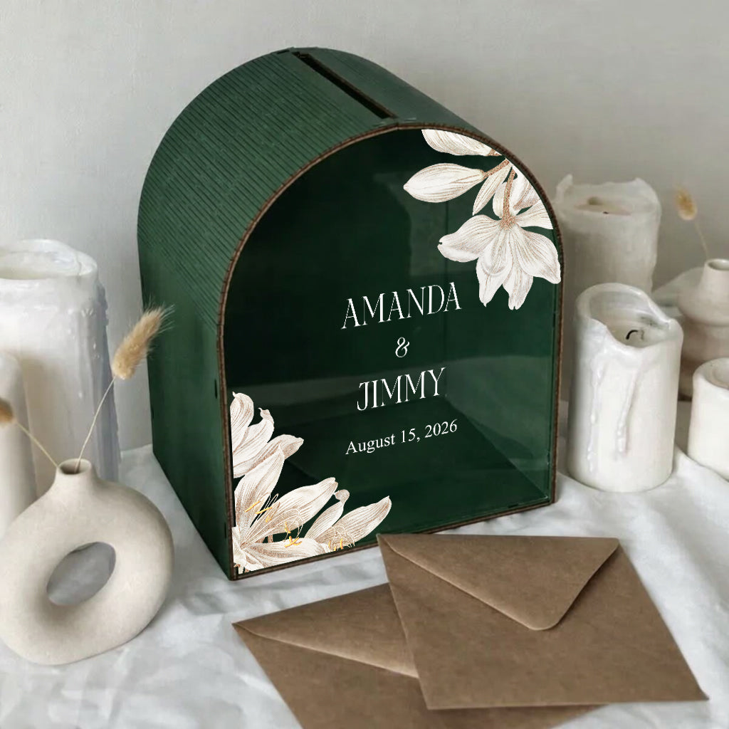 Personalized Wedding Mailbox | Elegant Floral Arched Card Box