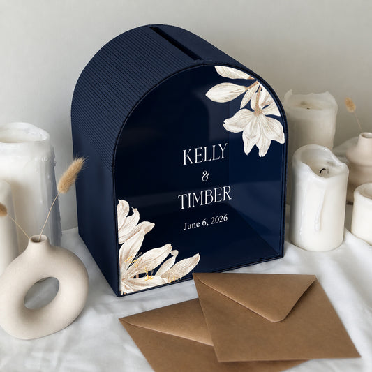 Personalized Wedding Mailbox | Elegant Floral Arched Card Box