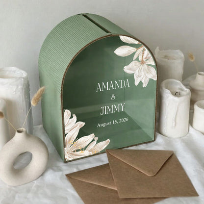 Personalized Wedding Mailbox | Elegant Floral Arched Card Box