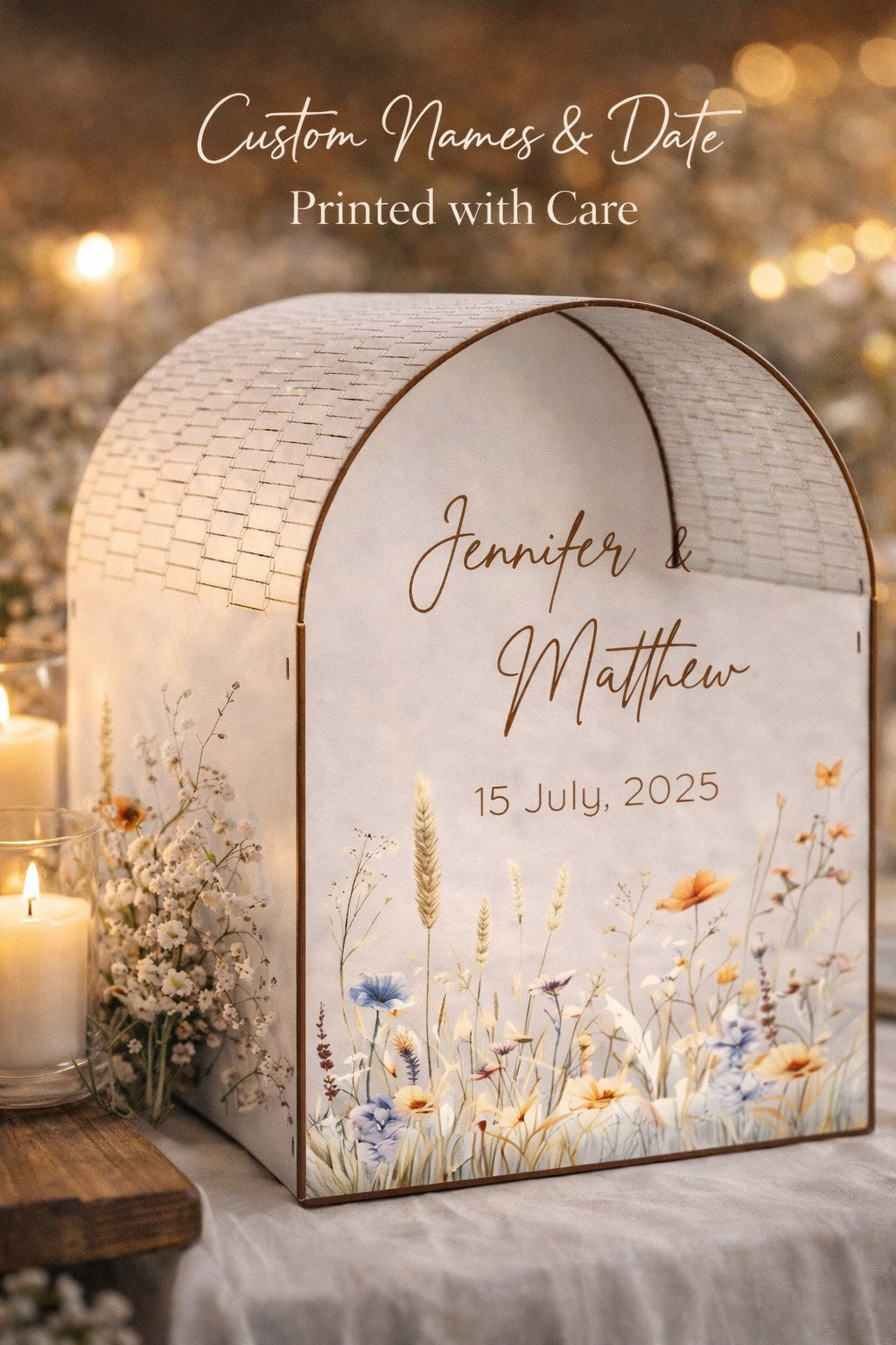 Personalized Wedding Card Box | Wildflower Meadow